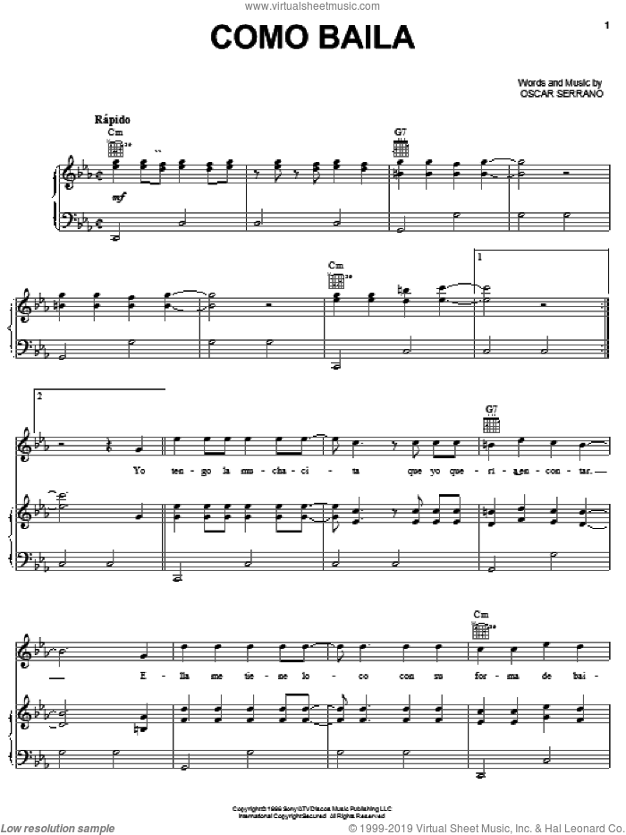 Como Baila sheet music for voice, piano or guitar by Grupo Mania and Oscar Serrano, intermediate skill level