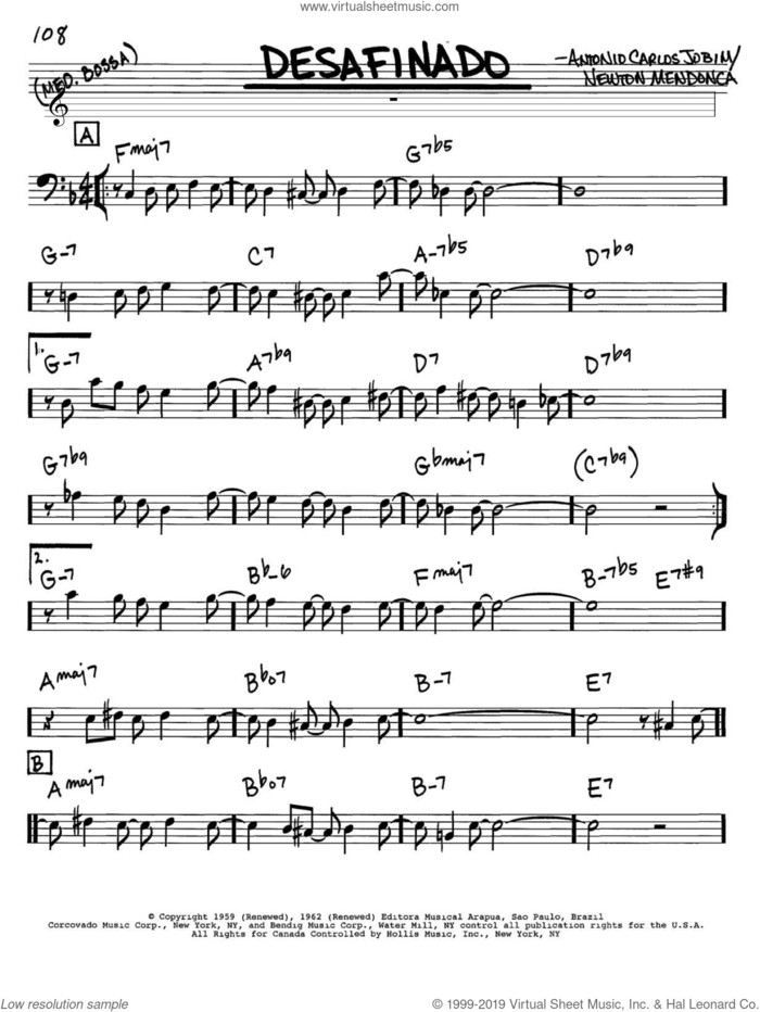 Desafinado sheet music for voice and other instruments (bass clef) by Antonio Carlos Jobim and Newton Mendonca, intermediate skill level