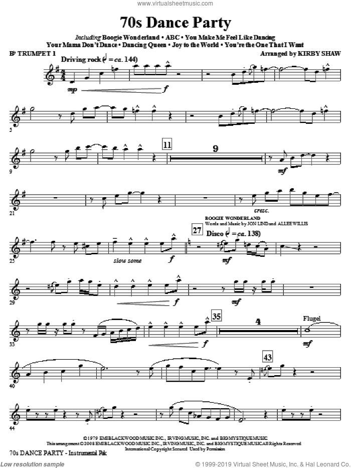 70s Dance Party (Medley) (complete set of parts) sheet music for orchestra/band by Kirby Shaw, intermediate skill level