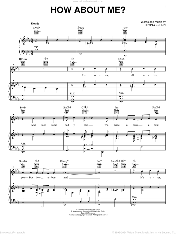 How About Me? sheet music for voice, piano or guitar by Irving Berlin, intermediate skill level