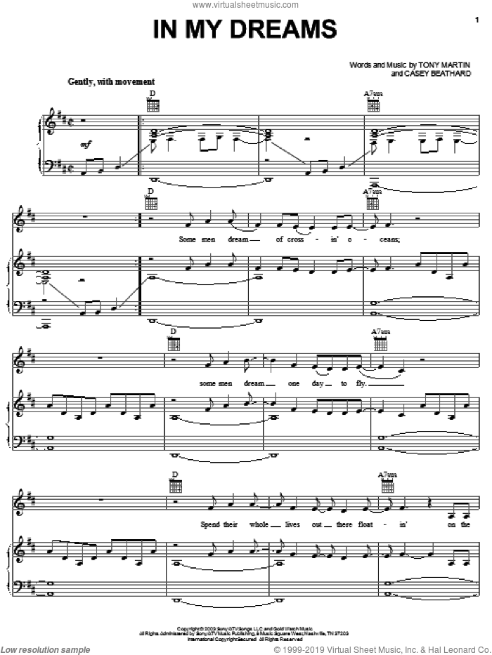 In My Dreams sheet music for voice, piano or guitar by Josh Turner, Casey Beathard and Tony Martin, intermediate skill level