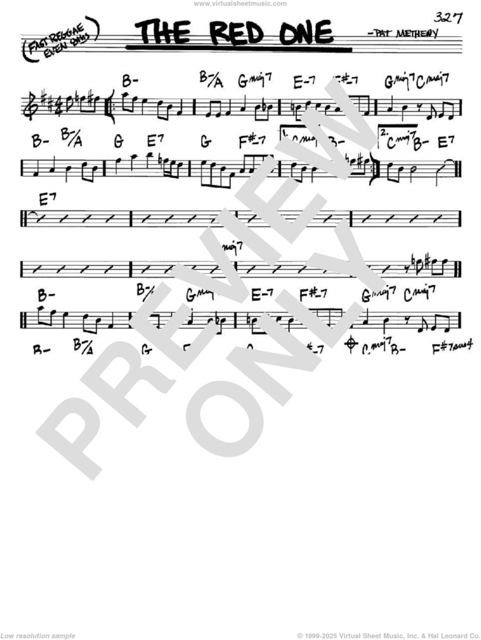 The Red One sheet music for voice and other instruments (in C) by Pat Metheny, intermediate skill level