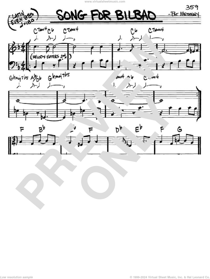 Song For Bilbao sheet music for voice and other instruments (in C) by Pat Metheny, intermediate skill level