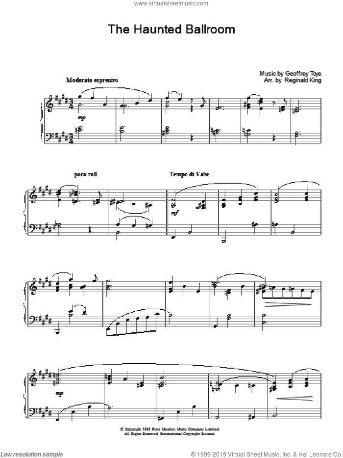 Haunted Ballroom sheet music for piano solo by Geoffrey Toye, intermediate skill level