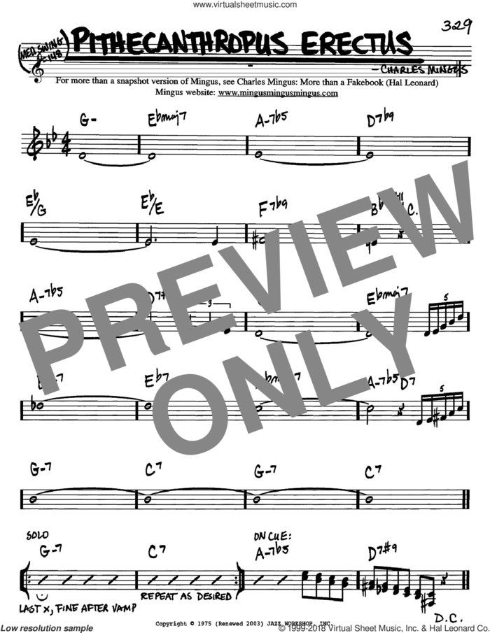 Pithecanthropus Erectus sheet music for voice and other instruments (in Bb) by Charles Mingus, intermediate skill level