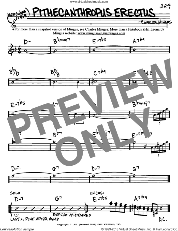 Pithecanthropus Erectus sheet music for voice and other instruments (in Eb) by Charles Mingus, intermediate skill level