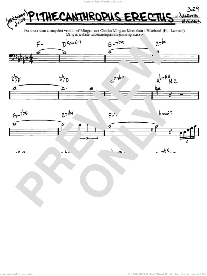 Pithecanthropus Erectus sheet music for voice and other instruments (bass clef) by Charles Mingus, intermediate skill level