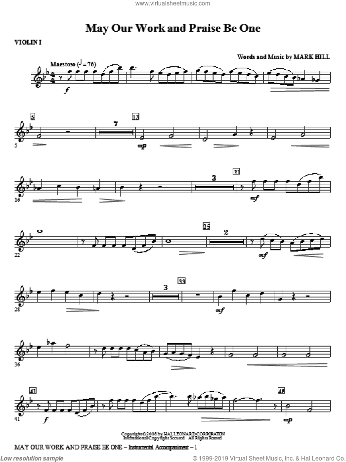 May Our Work And Praise Be One (complete set of parts) sheet music for orchestra/band (Strings) by Mark Hill, intermediate skill level