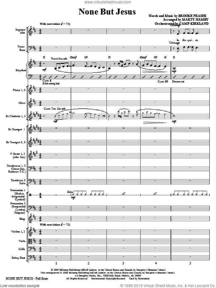 None But Jesus (COMPLETE) sheet music for orchestra/band (Orchestra) by Brooke Fraser and Marty Hamby, intermediate skill level