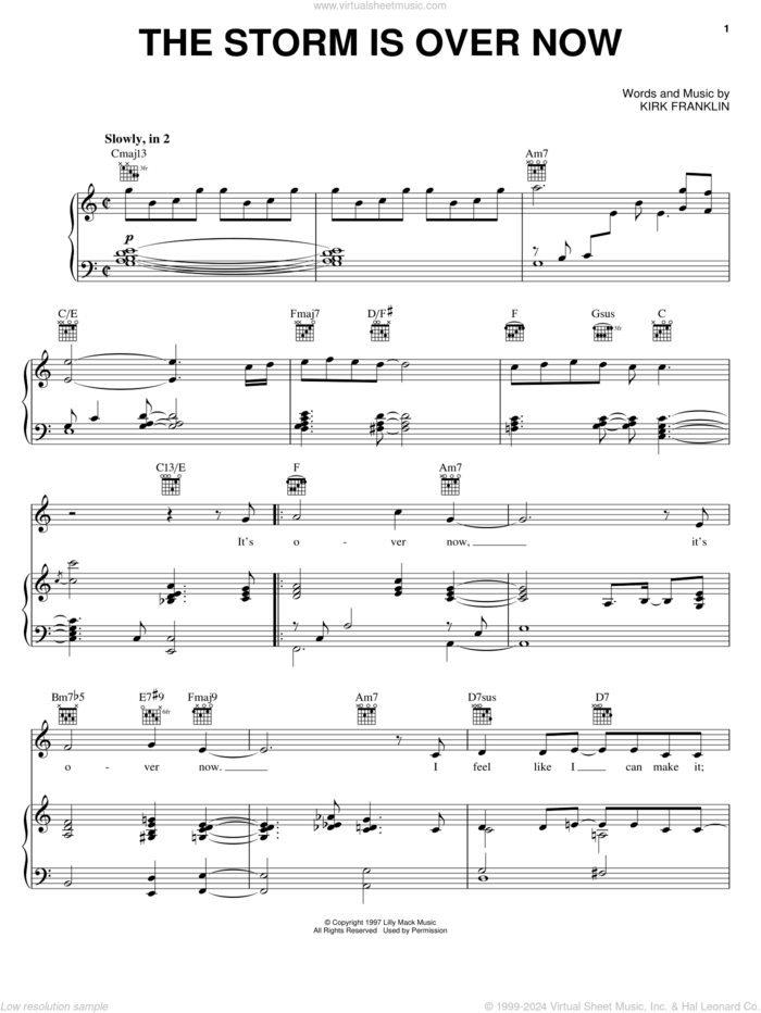 The Storm Is Over Now sheet music for voice, piano or guitar by Kirk Franklin, intermediate skill level