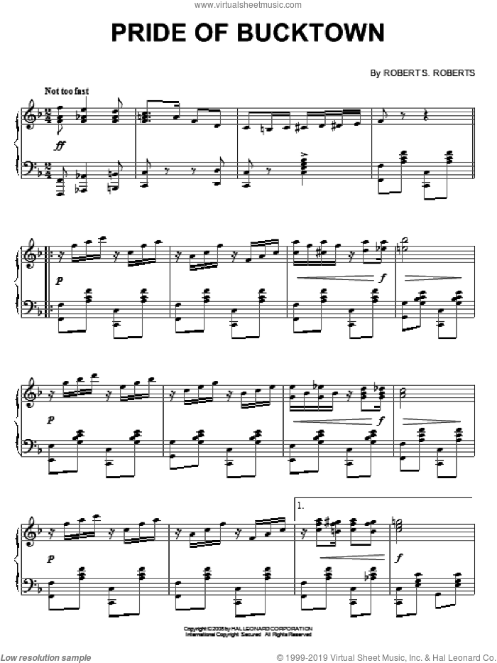 Pride Of Bucktown sheet music for piano solo by Robert S. Roberts, intermediate skill level
