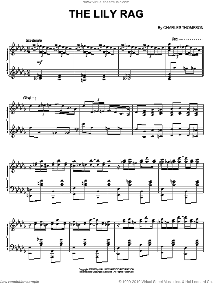 The Lily Rag sheet music for piano solo by Charles Thompson, intermediate skill level
