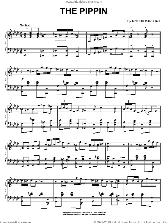 The Pippin sheet music for piano solo by Arthur Marshall, intermediate skill level