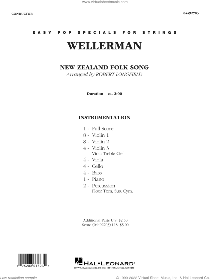 Wellerman (arr. Robert Longfield) (COMPLETE) sheet music for orchestra by Robert Longfield and New Zealand Folksong, intermediate skill level