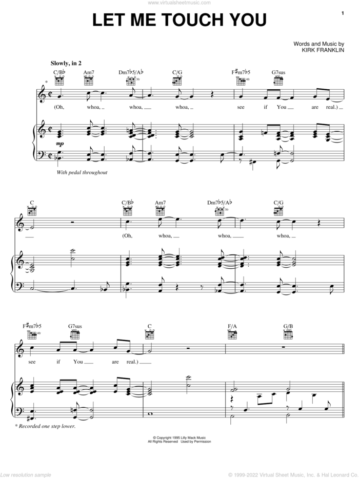Let Me Touch You sheet music for voice, piano or guitar by Kirk Franklin, intermediate skill level
