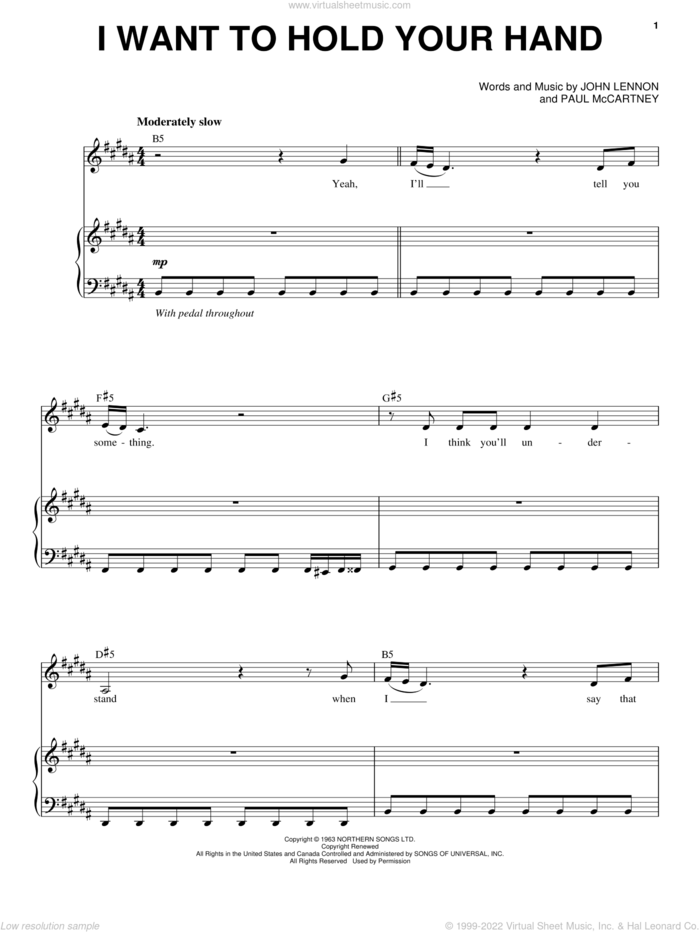 I Want To Hold Your Hand (from Across The Universe) sheet music for voice and piano by The Beatles, Across The Universe (Movie), John Lennon and Paul McCartney, intermediate skill level