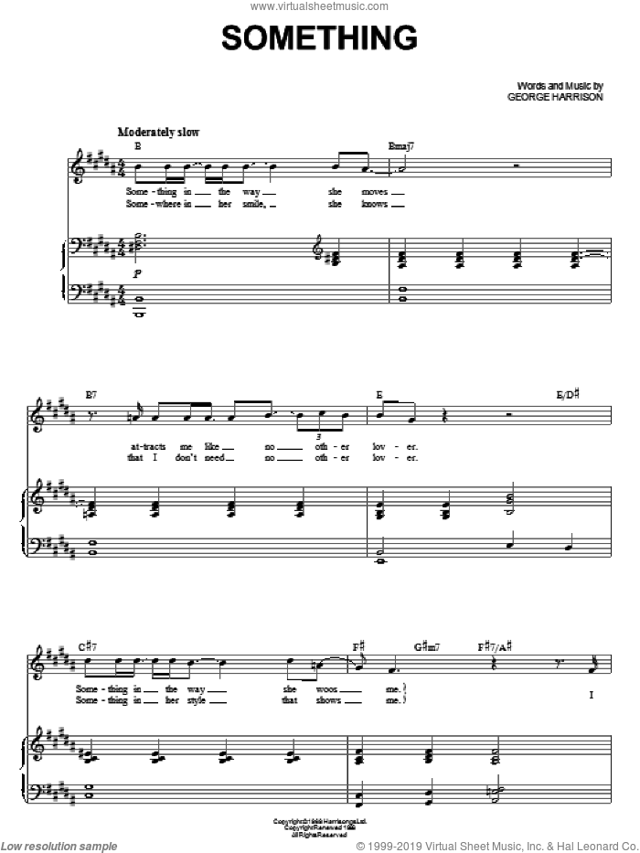 Something (from Across The Universe) sheet music for voice and piano by The Beatles, Across The Universe (Movie) and George Harrison, intermediate skill level
