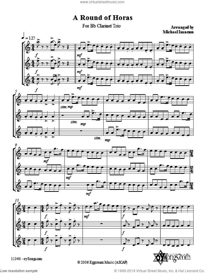 A Round of Horas sheet music for voice and other instruments (fake book) by Michael Isaacson, intermediate skill level
