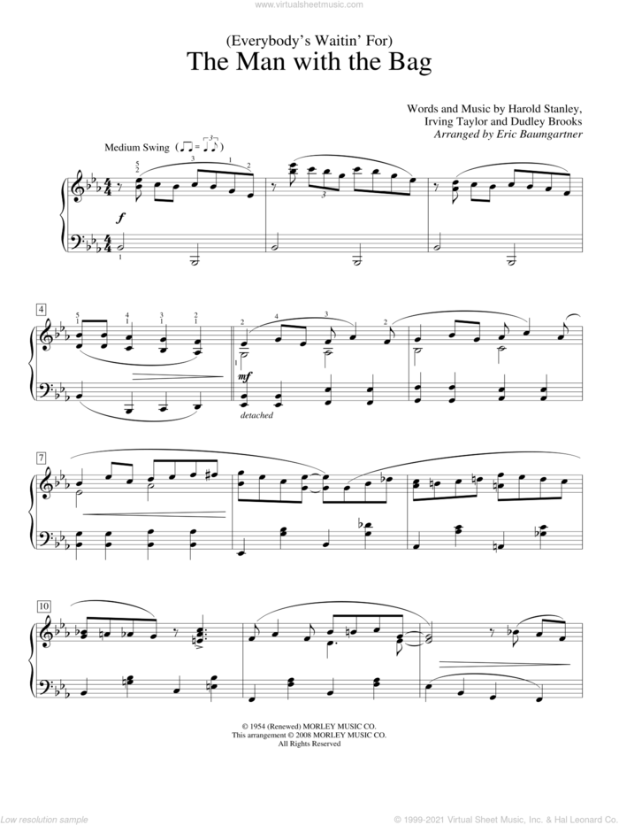 (Everybody's Waitin' For) The Man With The Bag sheet music for piano solo (elementary) by Harold Stanley, Dudley Brooks and Irving Taylor, beginner piano (elementary)