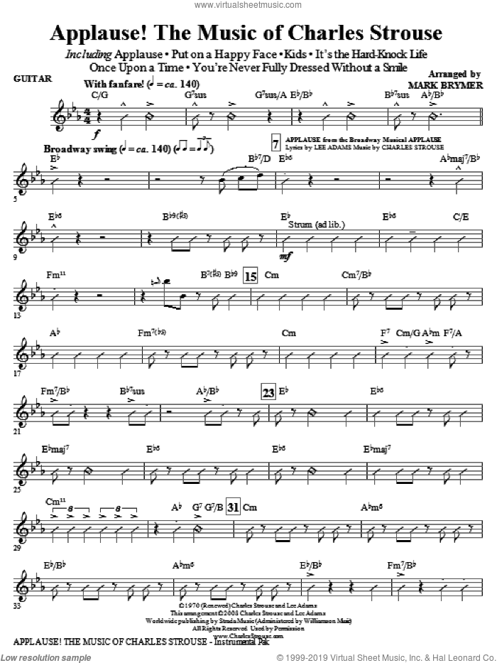 Applause!, the music of charles strouse (medley) sheet music for orchestra/band (guitar) by Charles Strouse, Lee Adams and Mark Brymer, intermediate skill level