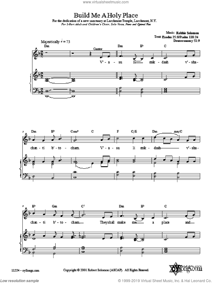 Build Me a Holy Place sheet music for choir (2-Part) by Robbie Solomon, intermediate duet