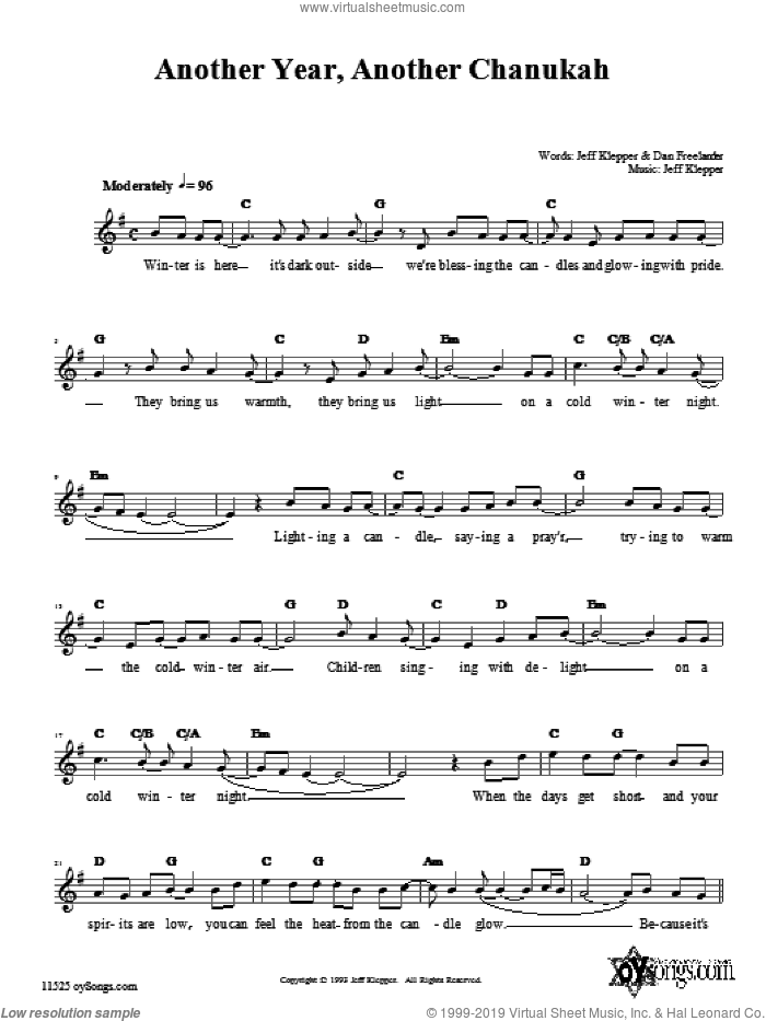 Another Year, Another Chanukah sheet music for voice and other instruments (fake book) by Kol B'seder, intermediate skill level