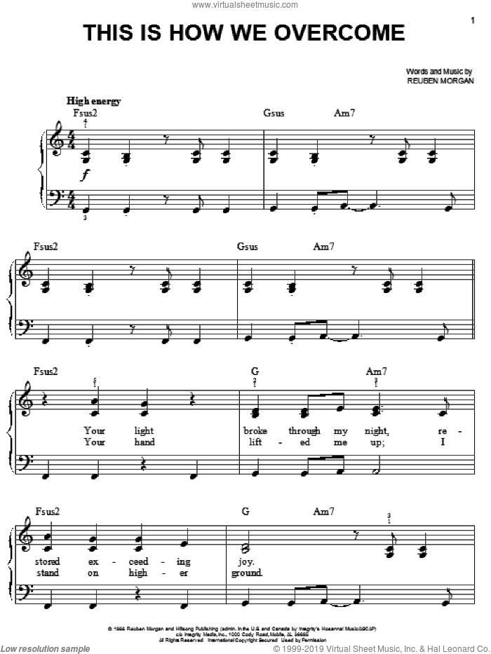 This Is How We Overcome sheet music for piano solo by Reuben Morgan and Hillsong Worship, easy skill level