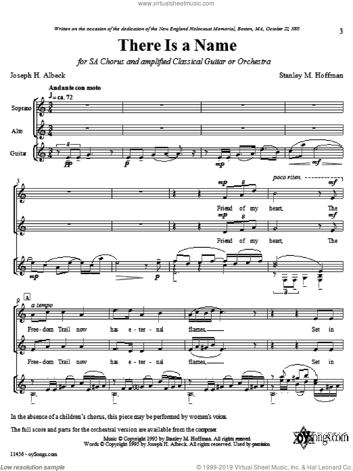 There Is A Name sheet music for choir (2-Part) by Stanley Hoffman, intermediate duet