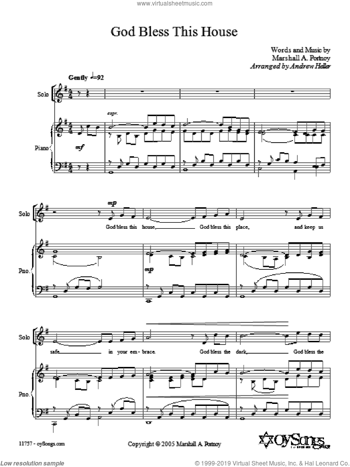 God Bless This House sheet music for choir (SATB: soprano, alto, tenor, bass) by Andrew Heller and Marshall Portnoy, intermediate skill level