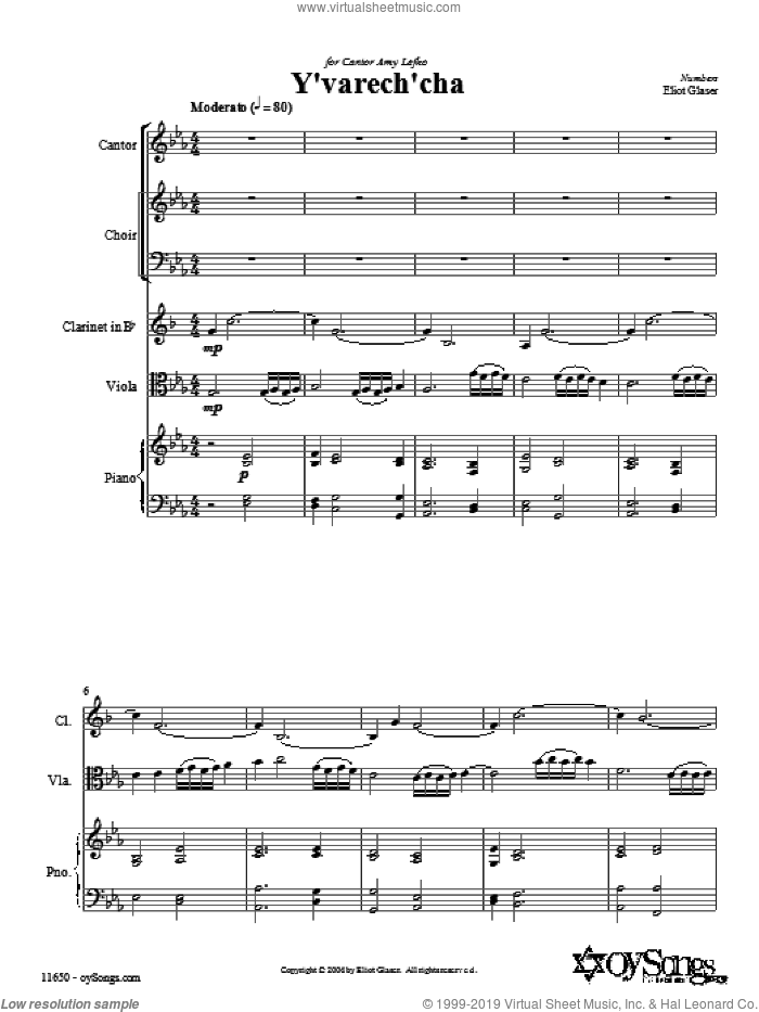 Y'varech'cha sheet music for choir (SATB: soprano, alto, tenor, bass) by Eliot Glaser, intermediate skill level