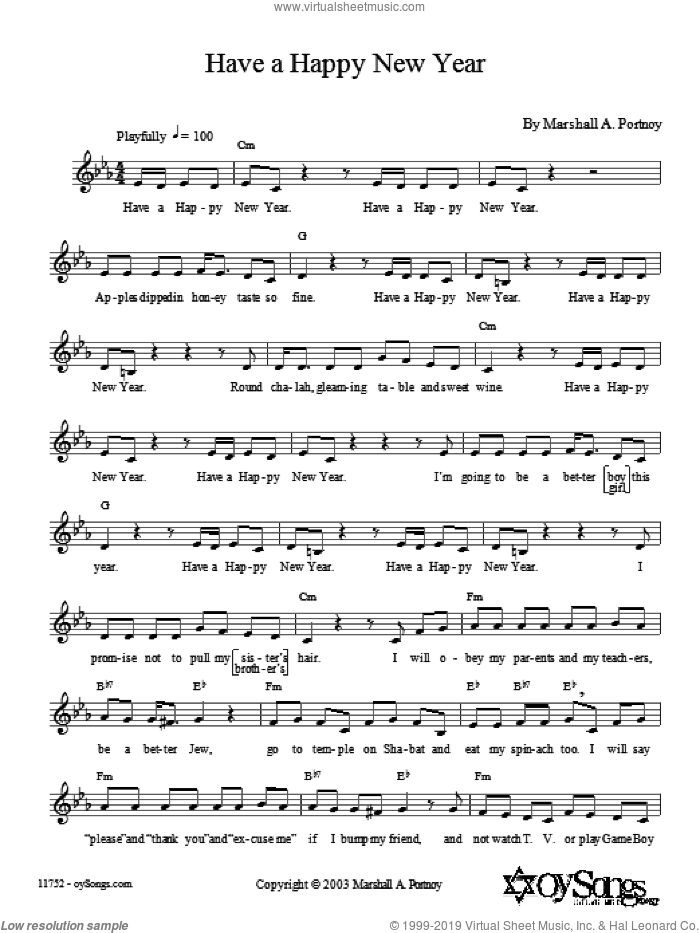 Have a Happy New Year sheet music for voice and other instruments (fake book) by Marshall Portnoy, intermediate skill level
