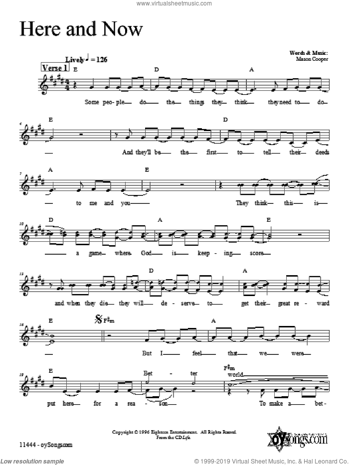 Here and Now sheet music for voice and other instruments (fake book) by Dan Nichols, intermediate skill level