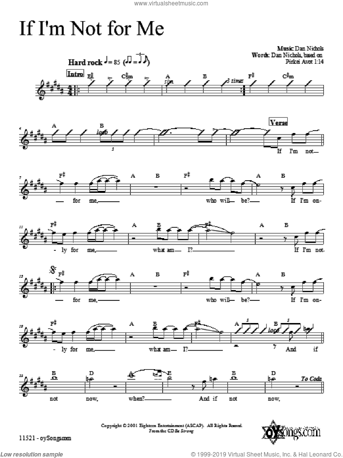 If I'm Not For Me sheet music for voice and other instruments (fake book) by Dan Nichols, intermediate skill level