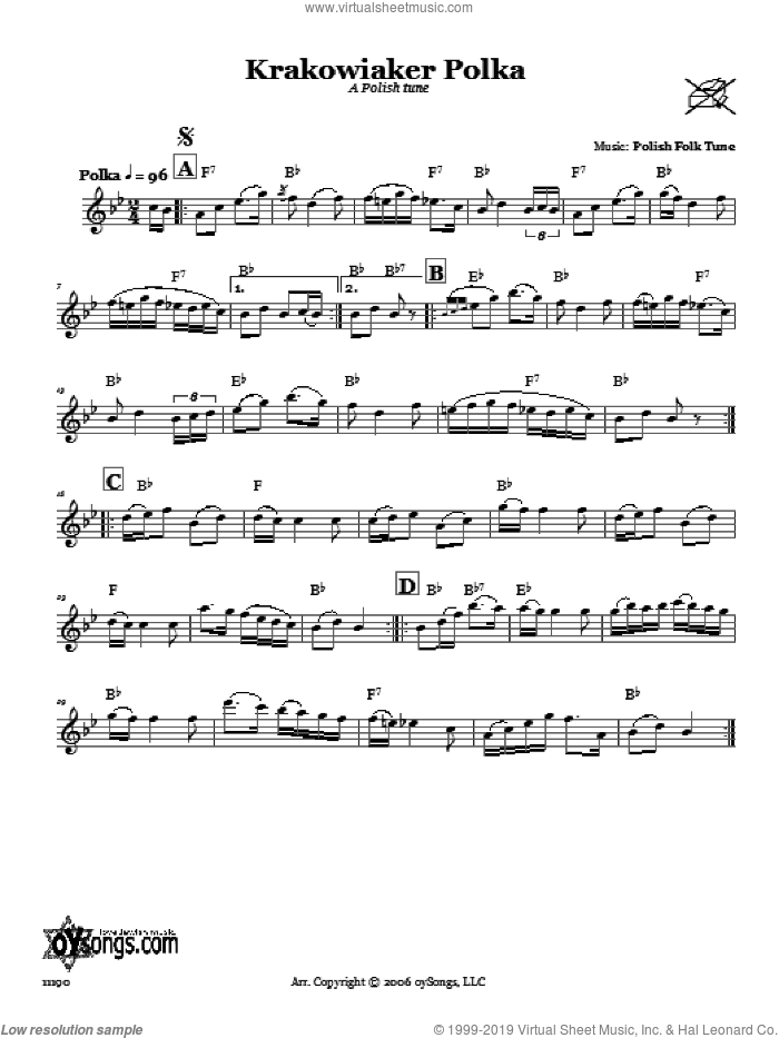 Krakowiaker Polka (A Polish Tune) sheet music for voice and other instruments (fake book), intermediate skill level