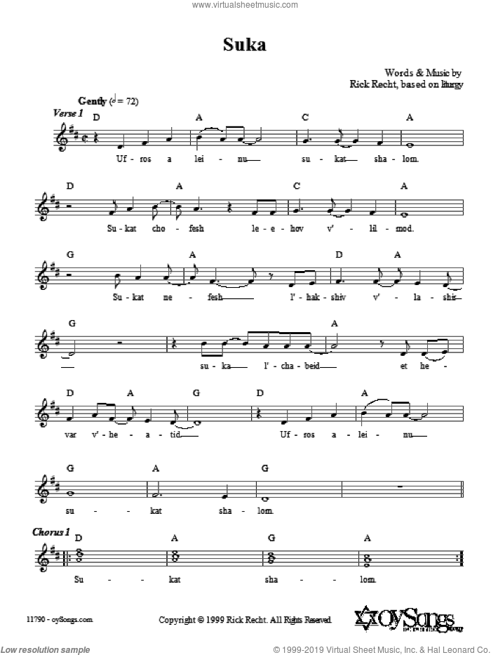 Suka sheet music for voice and other instruments (fake book) by Rick Recht, intermediate skill level