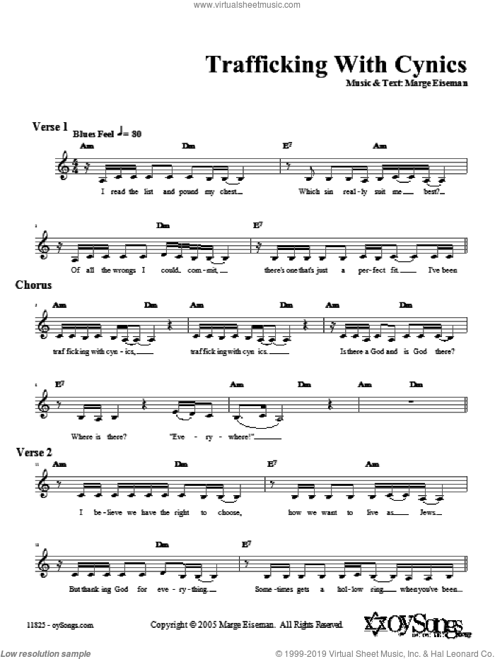 Trafficking With Cynics sheet music for voice and other instruments (fake book) by Marge Eiseman, intermediate skill level