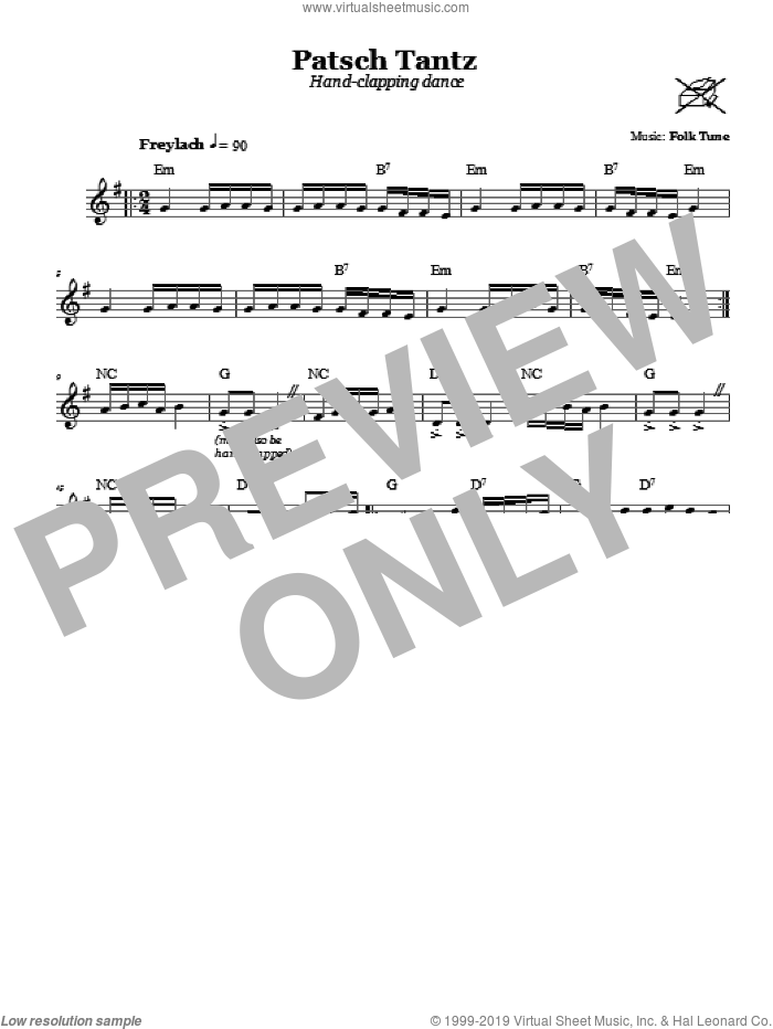 Patsch Tantz (Hand-Clapping Dance) sheet music for voice and other instruments (fake book), intermediate skill level