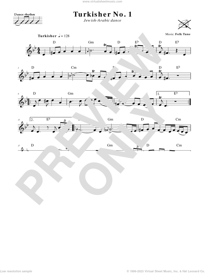 Turkisher No. 1 (Jewish-Arabic Dance) sheet music for voice and other instruments (fake book), intermediate skill level