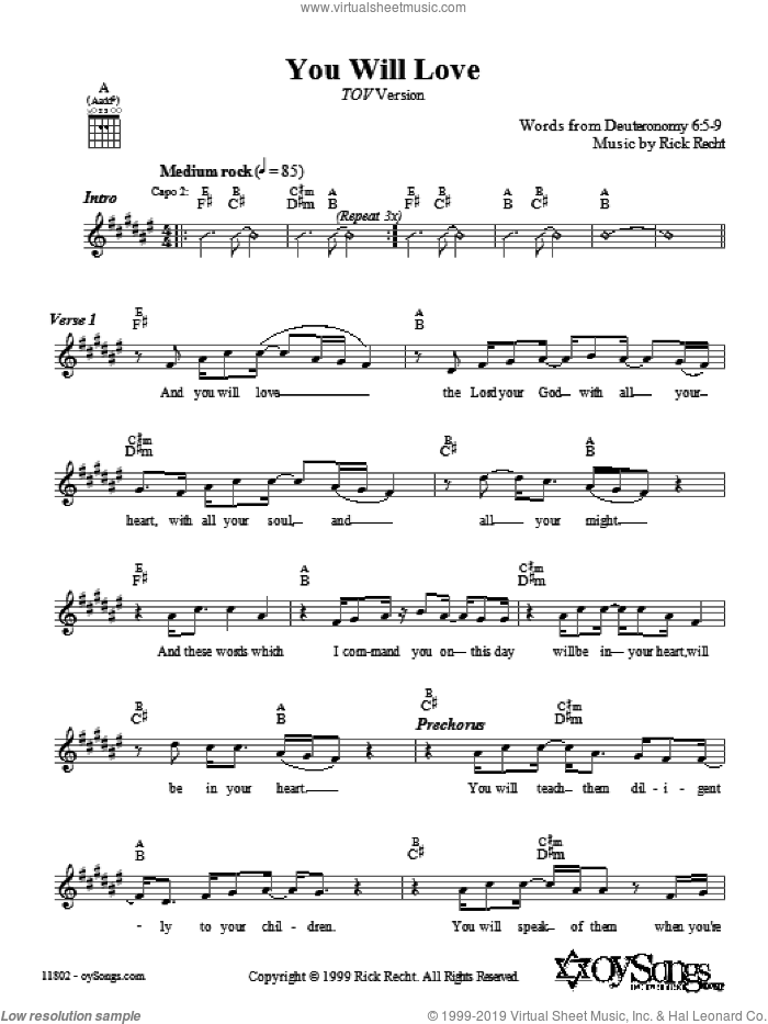 You Will Love (Tov Version) sheet music for voice and other instruments (fake book) by Rick Recht, intermediate skill level