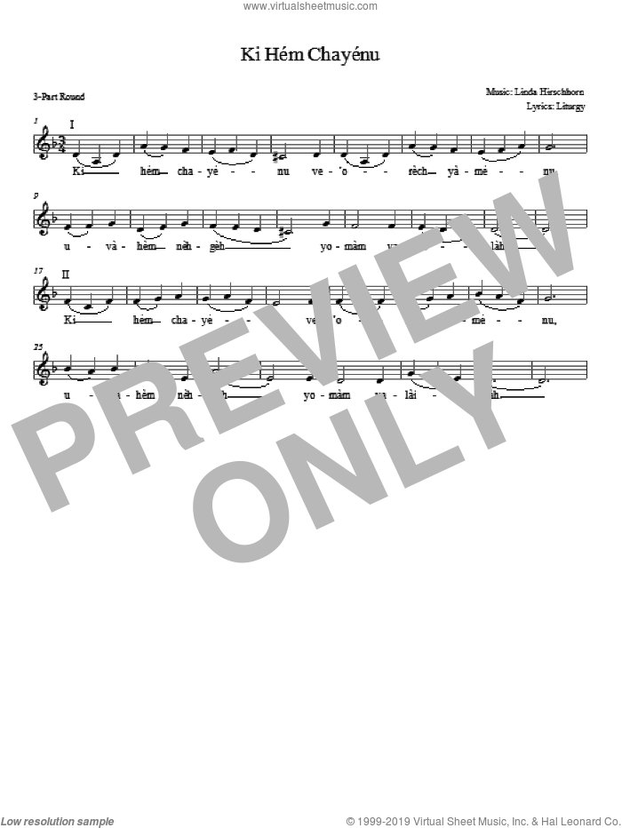 Ki Hem Khayenu sheet music for choir (3-Part Mixed) by Linda Hirschhorn, intermediate skill level