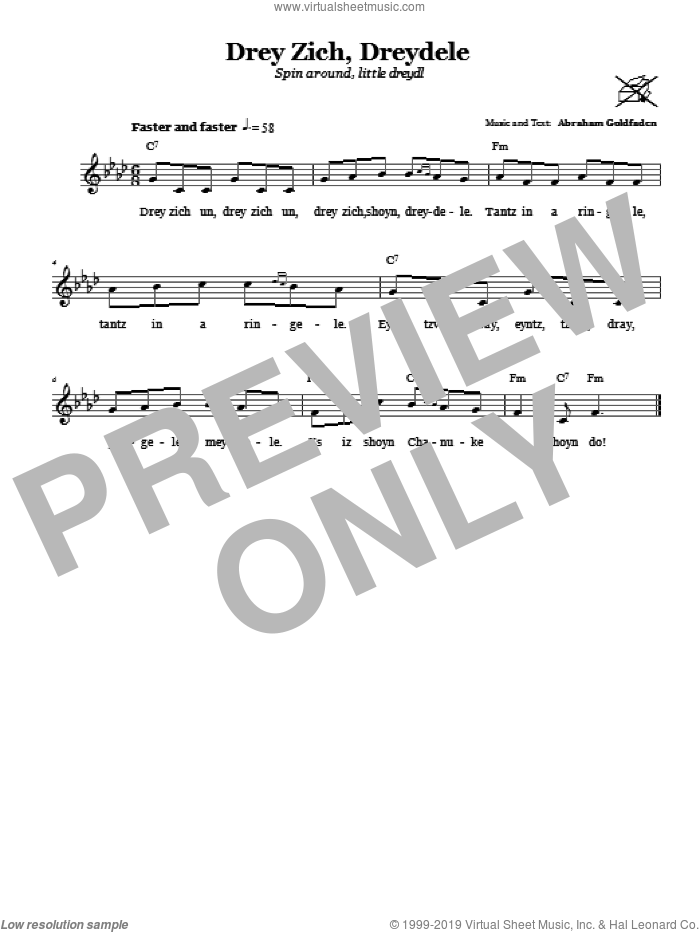 Drey Zich, Dreydele (Spin Around, Little Dreydl) sheet music for voice and other instruments (fake book) by Abraham Goldfaden, intermediate skill level
