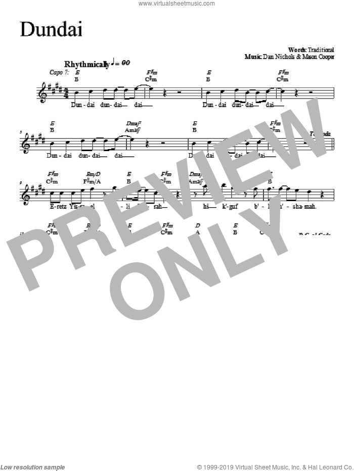 Dundai sheet music for voice and other instruments (fake book) by Dan Nichols, intermediate skill level