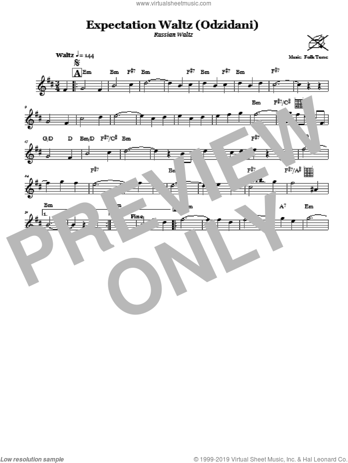 Expectation Waltz (Odzidani) (Russian Waltz) sheet music for voice and other instruments (fake book), intermediate skill level