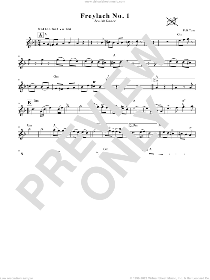 Freylach No. 1 (Jewish Dance) sheet music for voice and other instruments (fake book), intermediate skill level