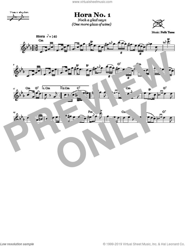 Hora No. 1 (Noch A Glezl Vayn (One More Glass Of Wine)) sheet music for voice and other instruments (fake book), intermediate skill level