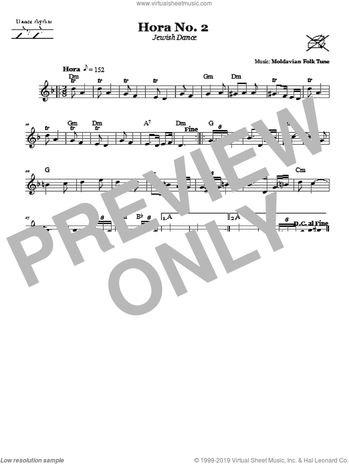 Hora No. 2 (Jewish Dance) sheet music for voice and other instruments (fake book), intermediate skill level
