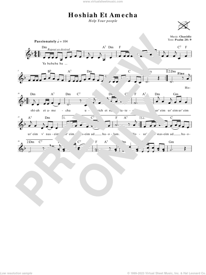 Hoshiah Et Amecha (Help Your People) sheet music for voice and other instruments (fake book) by Chasidic, intermediate skill level