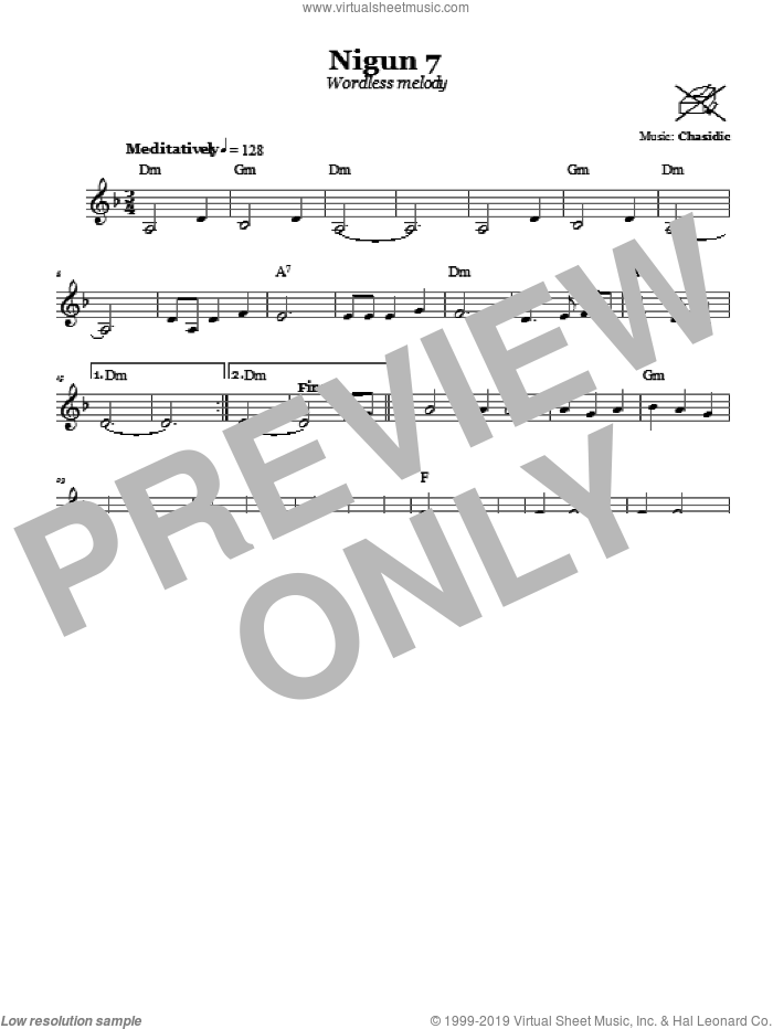Nigun 7 (Wordless Melody) sheet music for voice and other instruments (fake book) by Chasidic, intermediate skill level
