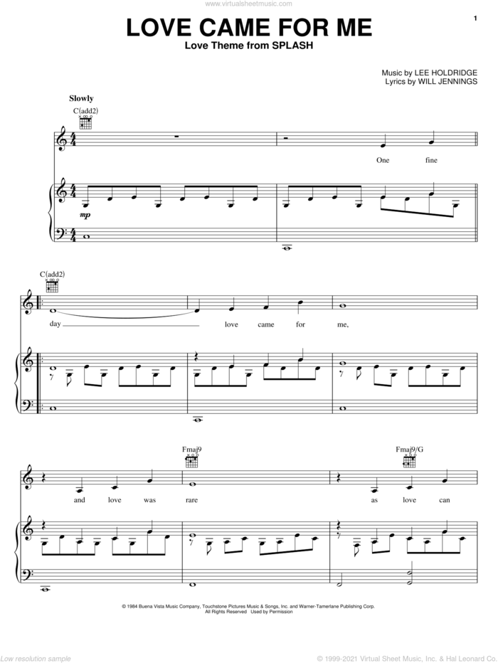 Love Came For Me sheet music for voice, piano or guitar by Placido Domingo, Lee Elwood Holdridge and Will Jennings, intermediate skill level