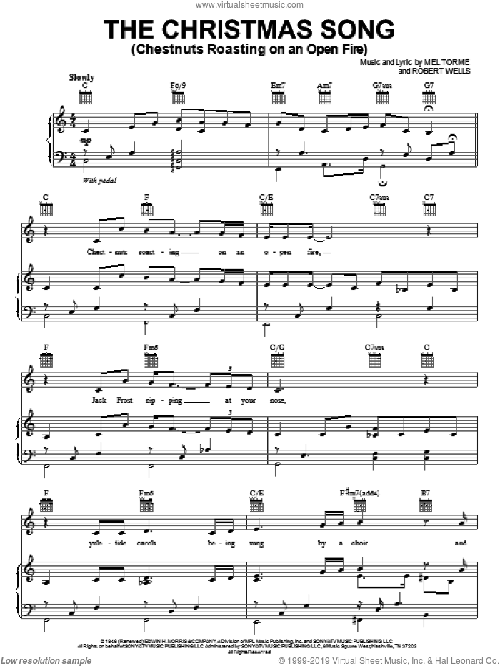 The Christmas Song (Chestnuts Roasting On An Open Fire) sheet music for voice, piano or guitar by Josh Groban, Mel Torme and Robert Wells, intermediate skill level